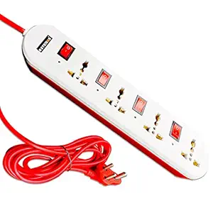 m eSYSTEMS 240 volts Extension Board, 4+4 Multi Plug Point Strip with LED Indicator, Individual Switches & Universal Sockets Extension Cord (2.8 Meter, White)