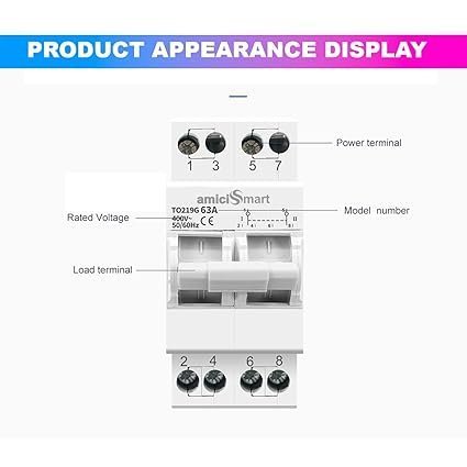 amiciSmart Dual Power Manual Control Transfer Switch, 63A (Single Phase) - Image 6