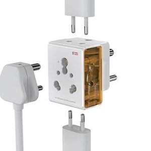 GM 16AMP 3-Pin Multi Plug Adapter | Universal Travel Charger | Supports 2-Pin & 3-Pin Plugs | Multiple Charging Ports | Charge Smartphones, Laptops & Other Devices | Compact & Reliable | White GM 3050