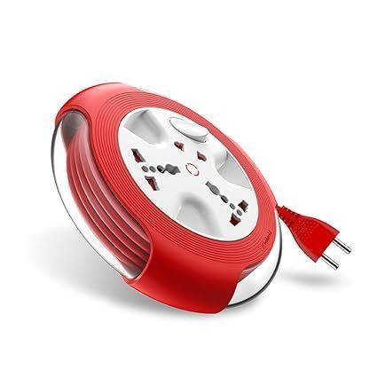 mos Goldmedal Krysta 2 Pin Extension Cord (White and Red) – Pack of 1, Master Switch with Indicator, Heavy-Duty 5-meter Cable, International Sockets & 2-Pin Socket, Ultra-Smooth Rotation for Home & Office - Image 5