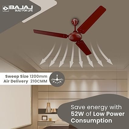 Bajaj Frore 1200 MM (48") 1 Star Rated Ceiling Fans For Home | BEE Star Rated Energy Efficient Ceiling Fan | Rust Free Coating For Long Life | High Air Delivery | 2-Yr Warranty 【Brown】 - Image 2