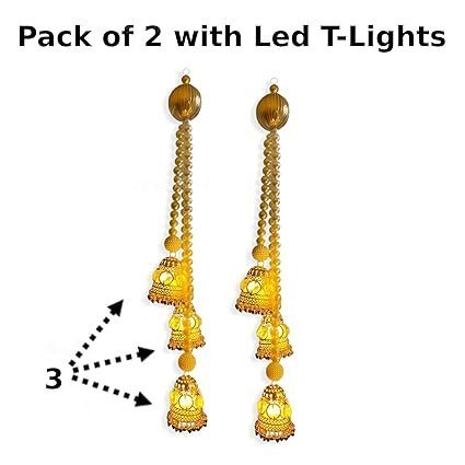 Divyakosh Wall Hangings for Home Decoration, Set of 2 Diwali Lights, Handmade Diwali Decoration Wall hangings, Door Valance Hanging with LED T-Lights for Wedding Decor Home Living Decor . - Image 5