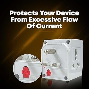 EMBOX 3 Pin Multi Plug Adapter with Individual Switch 3 Pin Plug Socket Safety Shutter Spike Buster Fuse Protected Adapter 3 Way Plug Extension for Home Office Travel-5A-250V, Pack of 1 Orange