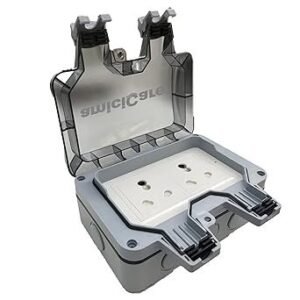AmiciCare Waterproof Power Socket, 6/16Amp Outdoor Electric Switch Box IP66 (Double Socket)