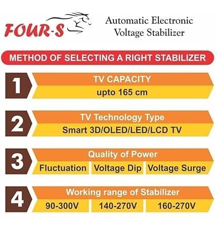 FOUR-S Voltage Stabilizer FS-100 1 KVA for LED TV and Smart TV for 32/43/55/65/72 Inch Set Top Box and Home Systems and Gaming consule (Black); - Image 6