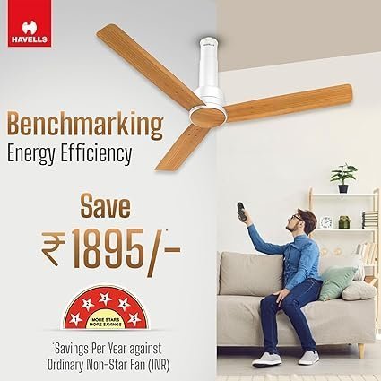 Havells 1200mm Elio Prime BLDC Ceiling Fan | Remote Controlled, High Air Delivery Fan | 5 Star Rated, Upto 60% Energy Saving, 2+1* Year Warranty - Image 5