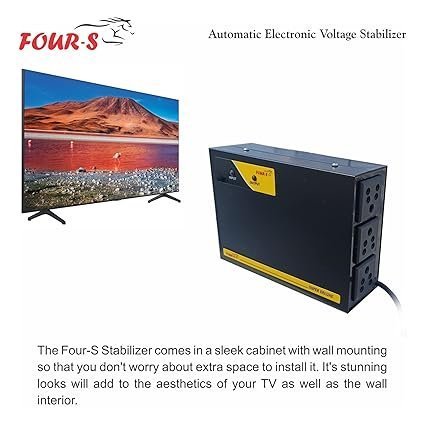 FOUR-S Voltage Stabilizer FS-100 1 KVA for LED TV and Smart TV for 32/43/55/65/72 Inch Set Top Box and Home Systems and Gaming consule (Black); - Image 3