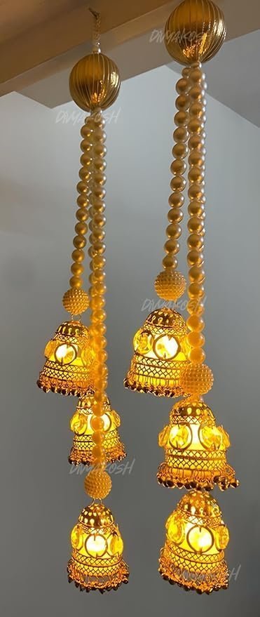 Divyakosh Wall Hangings for Home Decoration, Set of 2 Diwali Lights, Handmade Diwali Decoration Wall hangings, Door Valance Hanging with LED T-Lights for Wedding Decor Home Living Decor . - Image 7