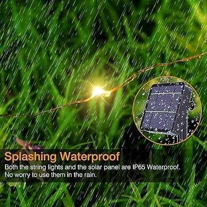XERGY Solar Fairy String Light Outdoor, 39 Ft 120 LED with 800 mAh Inbuilt Rechargeable Battery IP65 Waterproof 8 Modes (Copper Wires, Sturdy Quality) for Garden Yard Diwali &Home Decor led Lights - Image 4