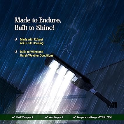 DYLECT® Eco Solar Street Light – 150W Outdoor LED with Automatic Motion Sensor, Remote Control & 12-Hour Runtime, for Home, Garden &Pathway | Cool White 6500K, IP64 Waterproof,ABS+PC Built (w/o Rod) - Image 4