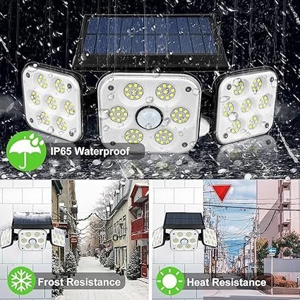 WIDEWINGS Outdoor Solar Light, Solar Light with Motion Sensor Ip65 Waterproof 138 Led Outdoor Solar Floodlight 3 Heads for Garden (1 Pack) - Image 5