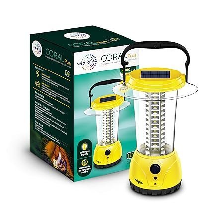 Wipro Coral Plus Rechargeable Solar LED Lantern (Pack of 1, Yellow) - Image 2