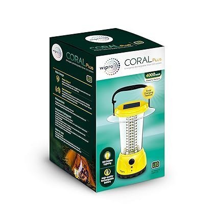 Wipro Coral Plus Rechargeable Solar LED Lantern (Pack of 1, Yellow) - Image 4
