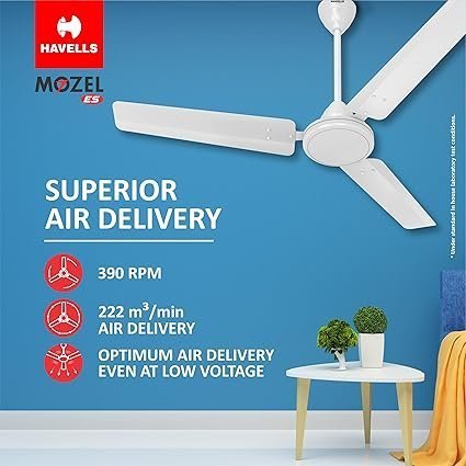 Havells 1200mm Mozel ES Ceiling Fan | Best in class base fan,High Air Delivery, Energy Saving, 100% Pure Copper Motor | 2 Year Warranty - Image 3