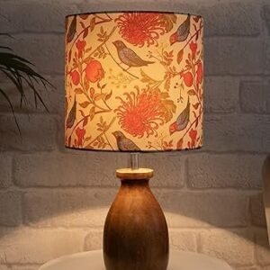 Homesake® Lamp, Table Lamp, Night Lamp for Bedroom, Home Decor Items, Lamp for Living Room, Light Lamp, Bedside Lamps, Room Decor, Dovel Pot - (Wooden Base, Birds)