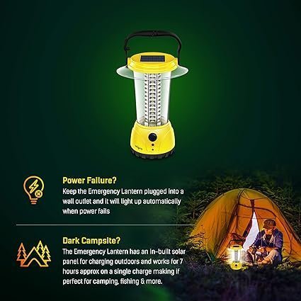 Wipro Coral Plus Rechargeable Solar LED Lantern (Pack of 1, Yellow) - Image 5