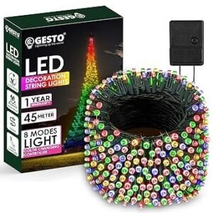Gesto Multicolor Serial String Led Light with 8 Modes Changing Controller - Waterproof Serial Lights for Decoration Long | for Home,Diwali Decoration, Christmas,Patio Garden(45 Meter | Pack of 1) .