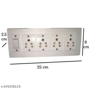 MOS Wooden 4 Plug 1 Button Extension Board (White)
