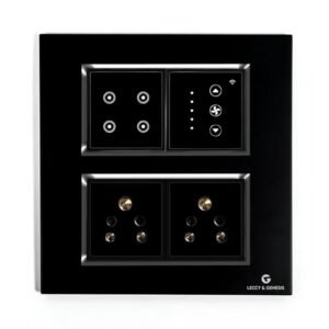 L&G 8 Modular Smart Switch Board | 2 Smart Switch Control, 1 Smart Fan Regulator, 2 Socket (Size: 8M Square- 154 x 160 x 45 mm)