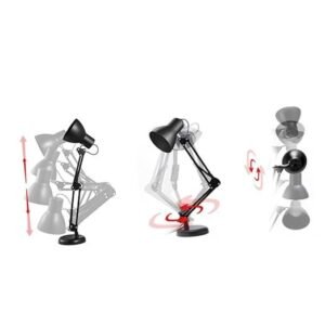 TEHAUX LED Eye-Caring Desk Lamp USB Charging Adjustable Long Arm Continuous Dimming Metal Folding Table Lamp for Reading and Home Office