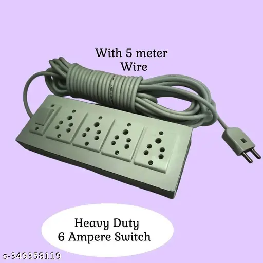 MOS Wooden 4 Plug 1 Button Extension Board (White) - Image 6